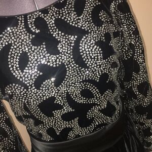 Ricki Lang Nuit Vintage black studded formal cocktail gown